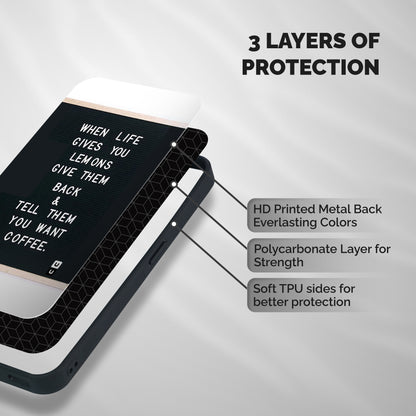 No Lemon Only Coffee Shockproof Hybrid Protection (Metal + TPU) Back Case Cover