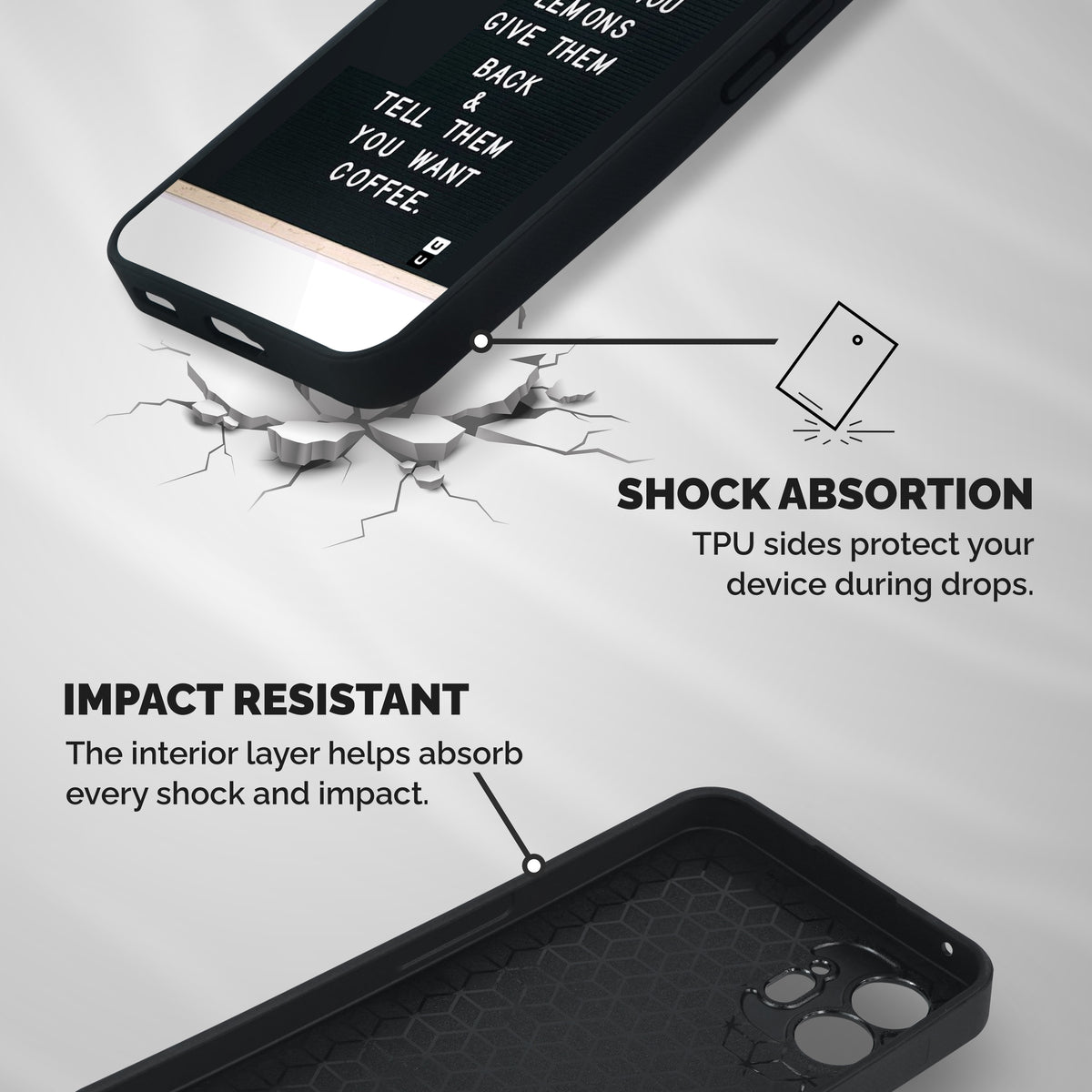 No Lemon Only Coffee Shockproof Hybrid Protection (Metal + TPU) Back Case Cover