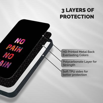No Pain No Gain Shockproof Hybrid Protection (Metal + TPU) Back Case Cover