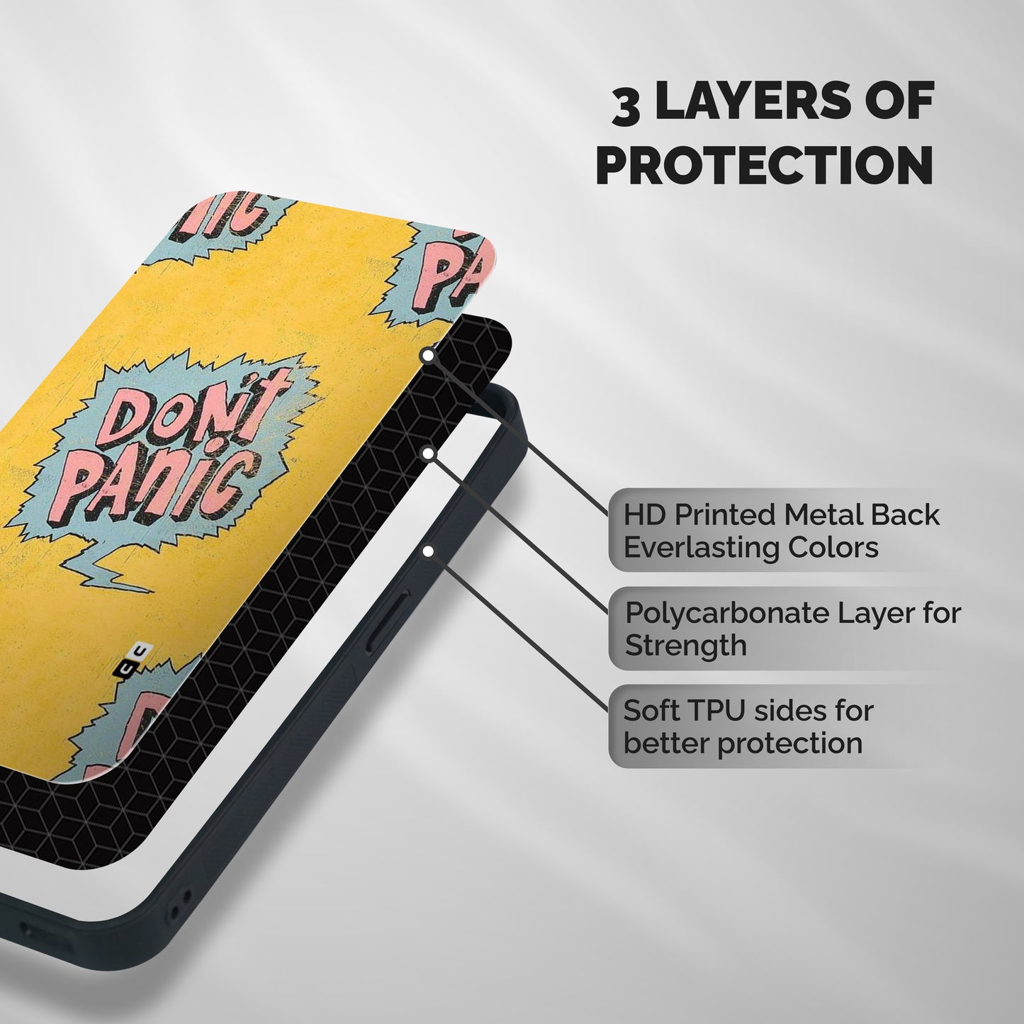 No Panic Shockproof Hybrid Protection (Metal + TPU) Back Case Cover