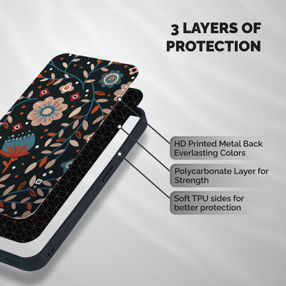 Nordic Arts Flowery Space Shockproof Hybrid Protection (Metal + TPU) Back Case Cover