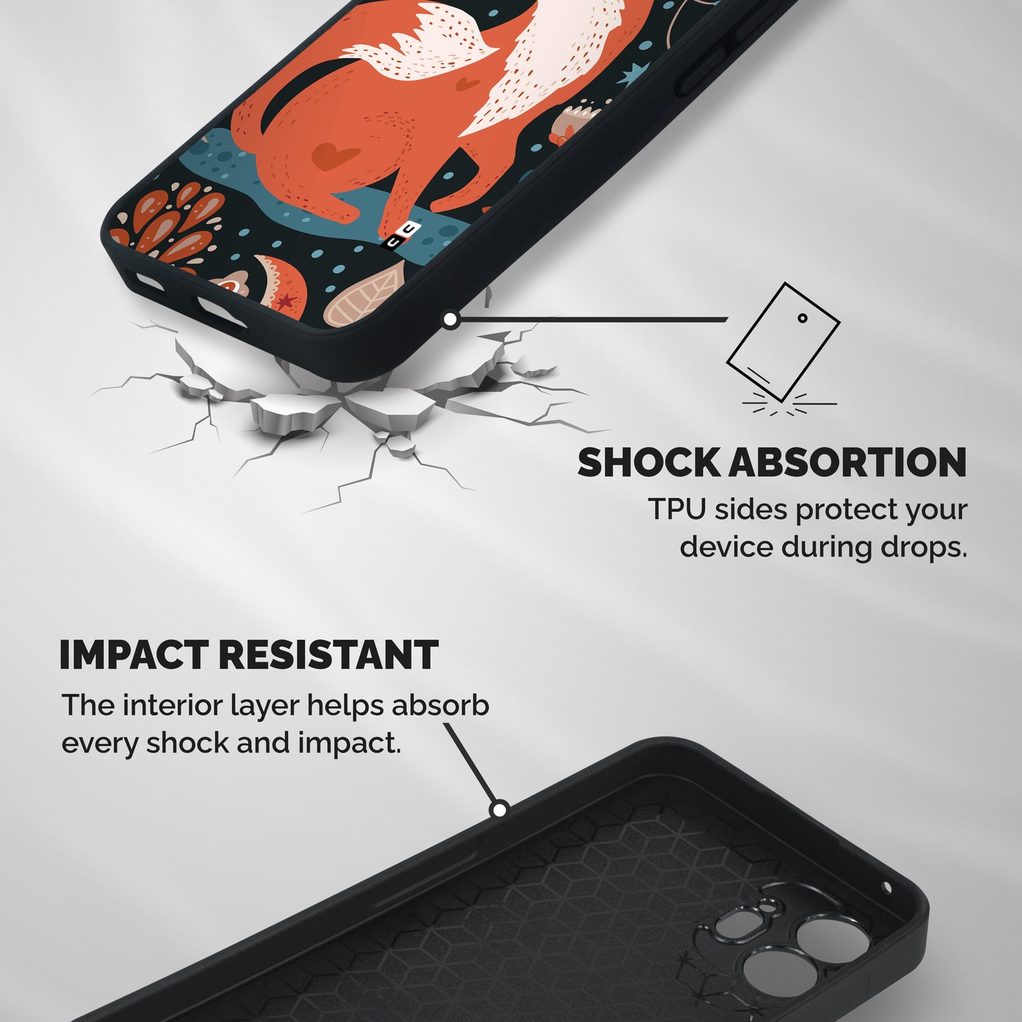 Nordic Arts Fox Shockproof Hybrid Protection (Metal + TPU) Back Case Cover