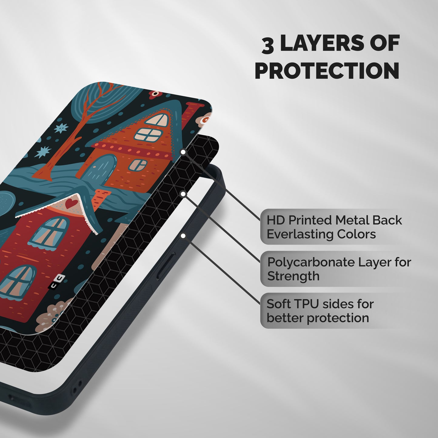 Nordic Arts Houses Shockproof Hybrid Protection (Metal + TPU) Back Case Cover