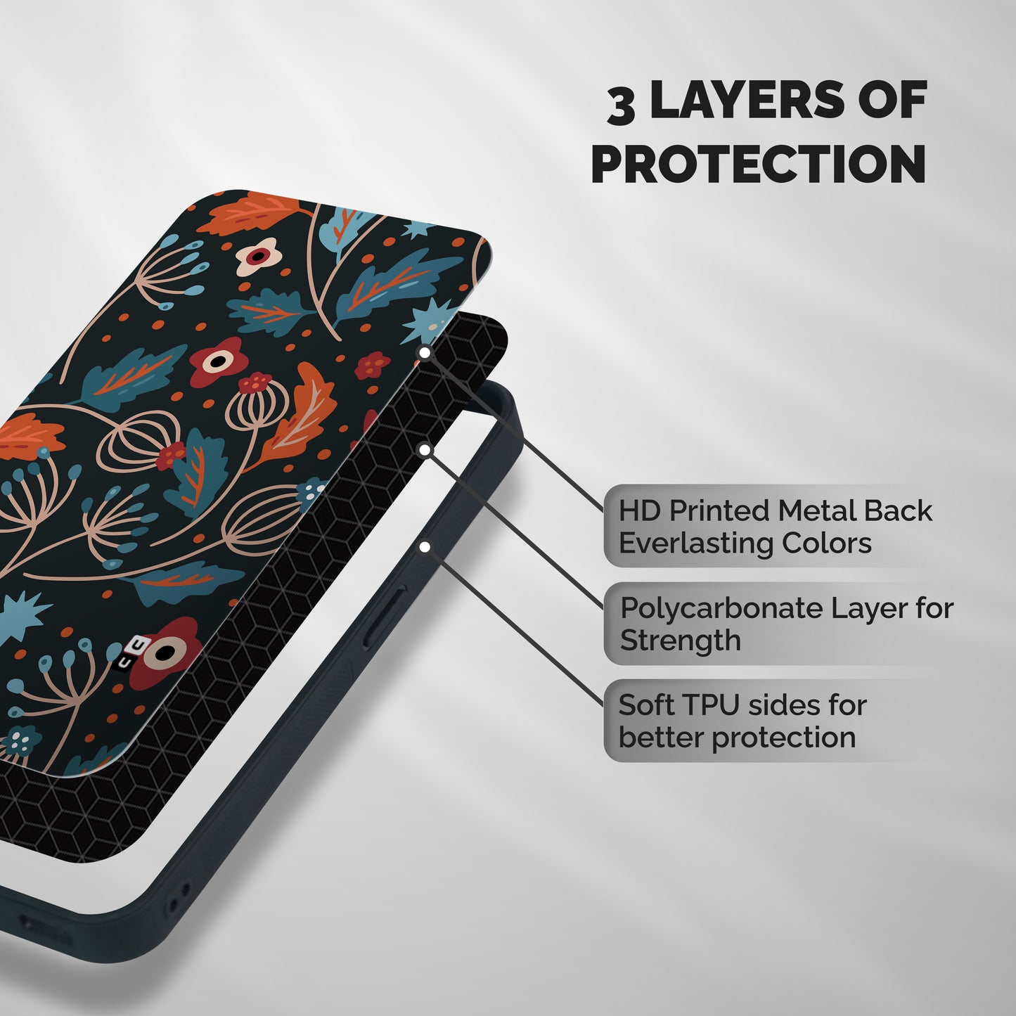Nordic Arts Leaves Shockproof Hybrid Protection (Metal + TPU) Back Case Cover