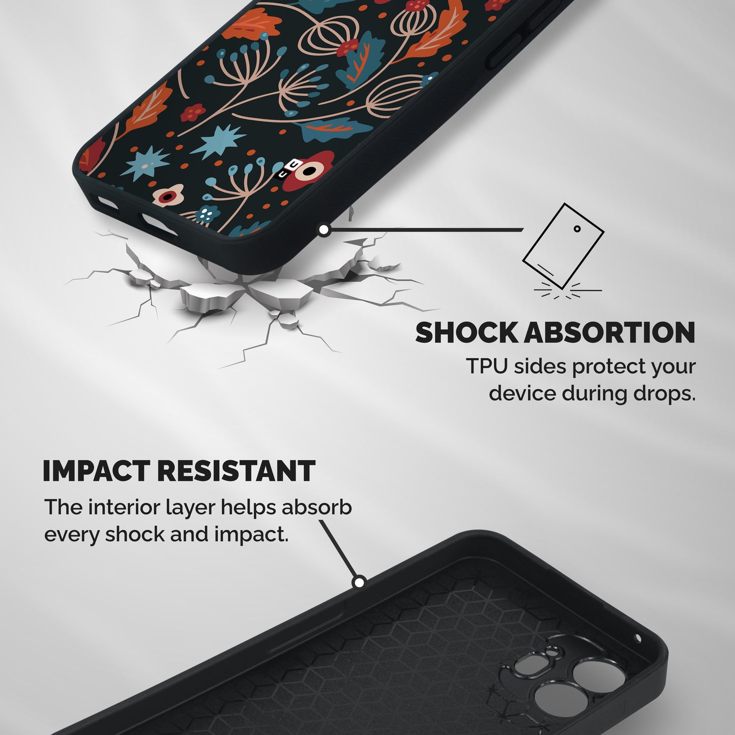 Nordic Arts Leaves Shockproof Hybrid Protection (Metal + TPU) Back Case Cover