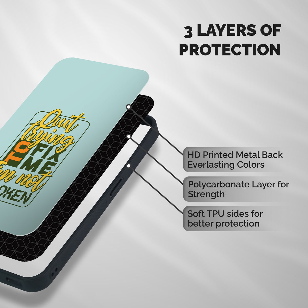 Not Broken Shockproof Hybrid Protection (Metal + TPU) Back Case Cover