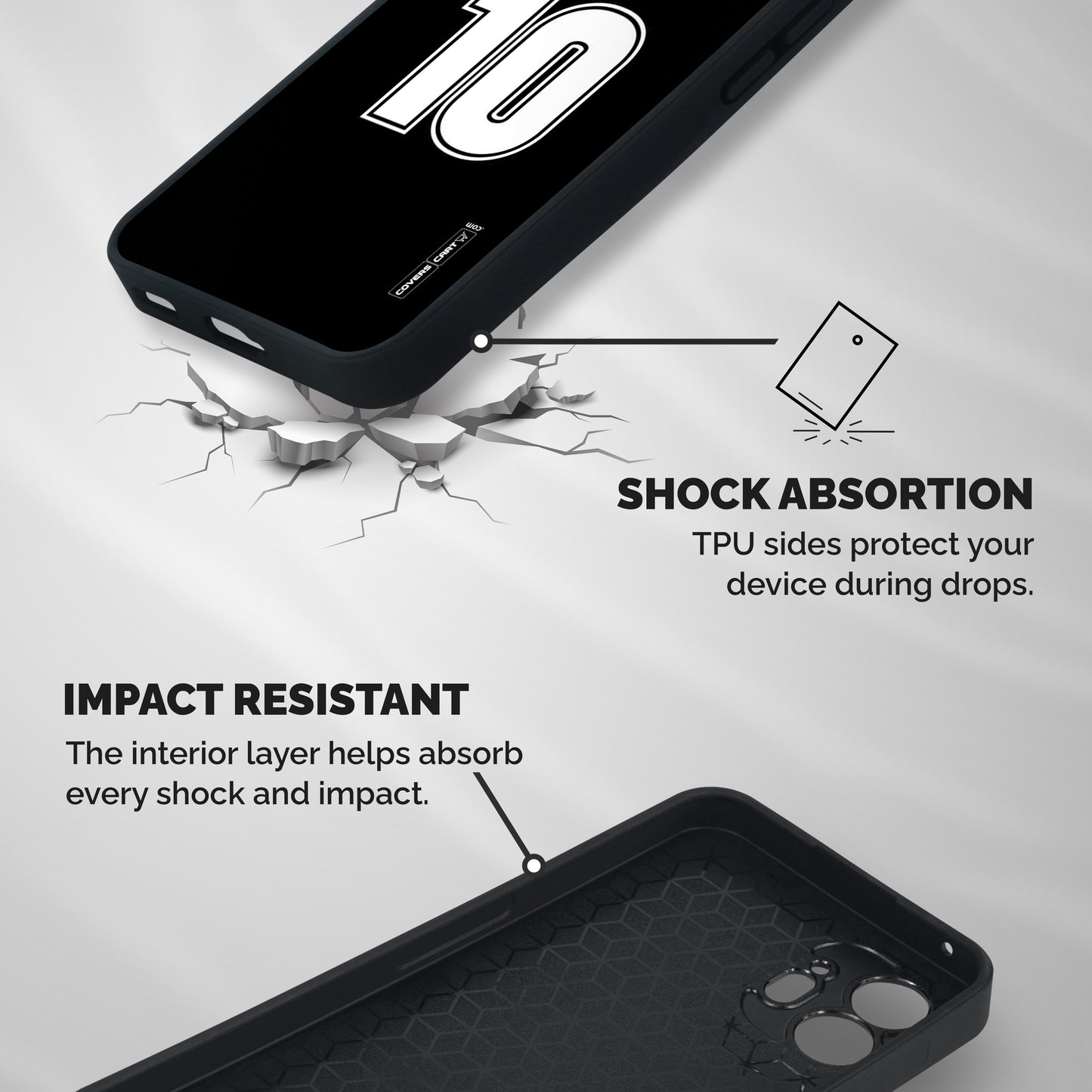 Number 10 Shockproof Hybrid Protection (Metal + TPU) Back Case Cover