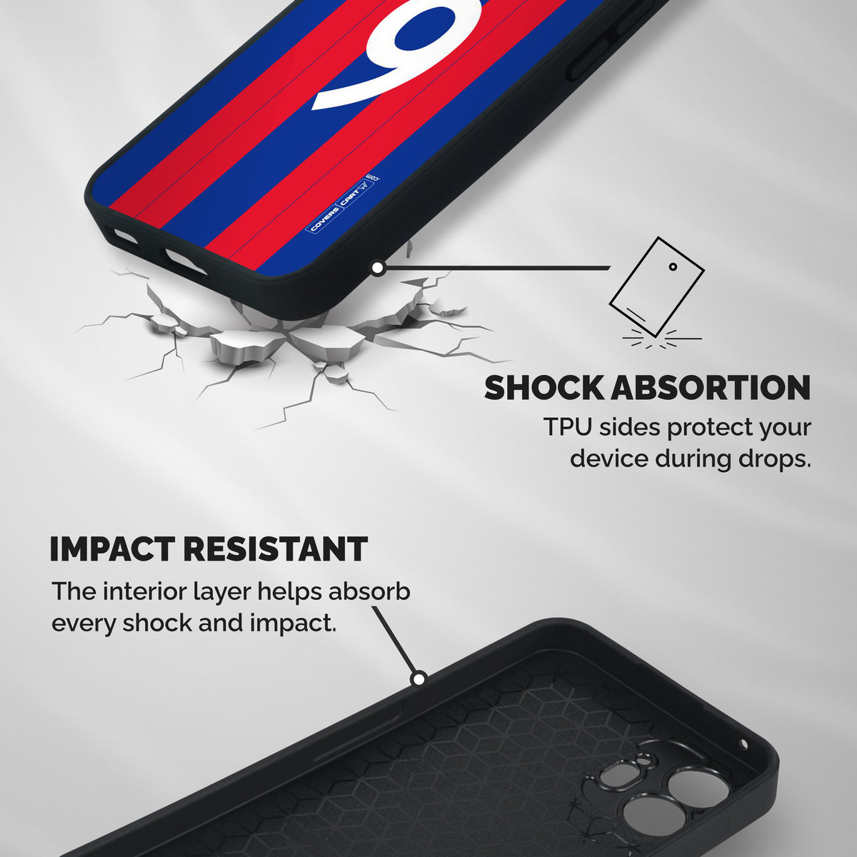 Number 9 Jersey Shockproof Hybrid Protection (Metal + TPU) Back Case Cover