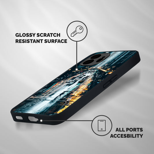 NY Streets Rainy Shockproof Hybrid Protection (Metal + TPU) Back Case Cover