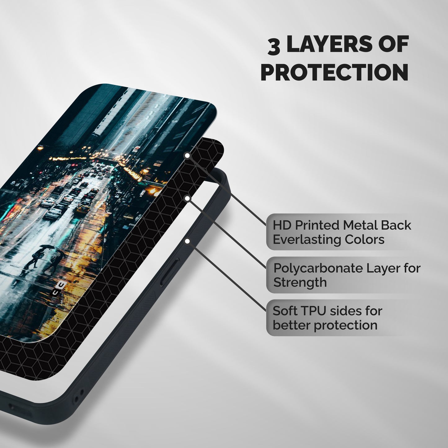 NY Streets Rainy Shockproof Hybrid Protection (Metal + TPU) Back Case Cover