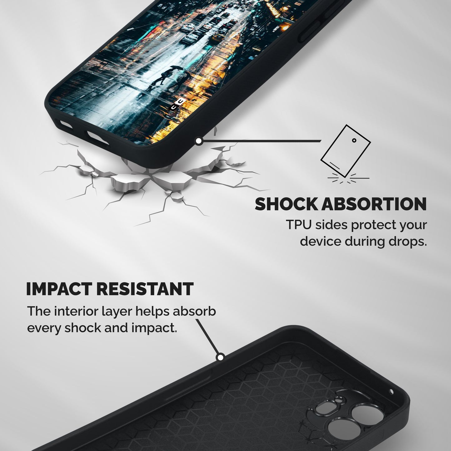 NY Streets Rainy Shockproof Hybrid Protection (Metal + TPU) Back Case Cover