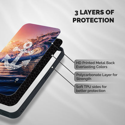 Ocean Anchor Wave Shockproof Hybrid Protection (Metal + TPU) Back Case Cover