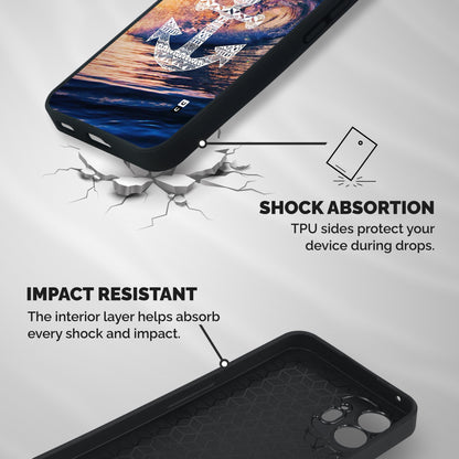 Ocean Anchor Wave Shockproof Hybrid Protection (Metal + TPU) Back Case Cover