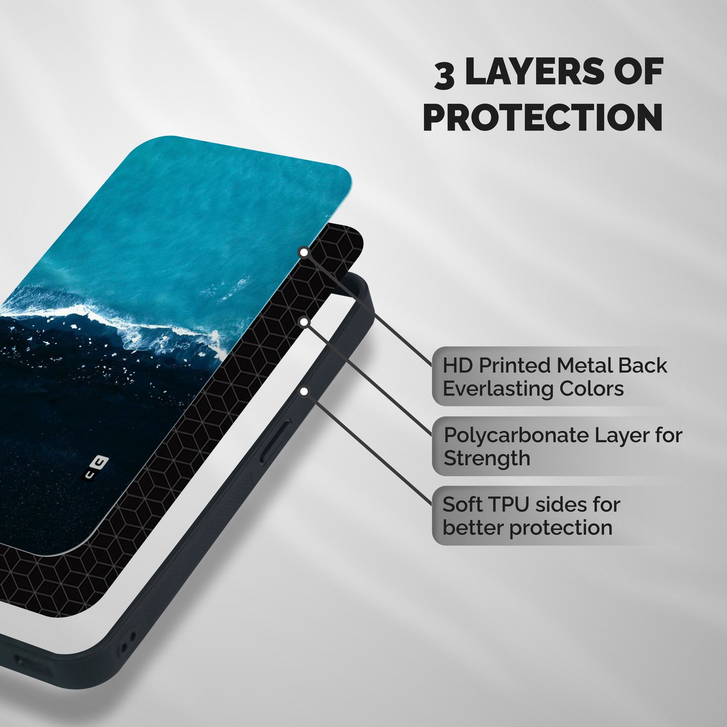 Ocean Blues Shockproof Hybrid Protection (Metal + TPU) Back Case Cover
