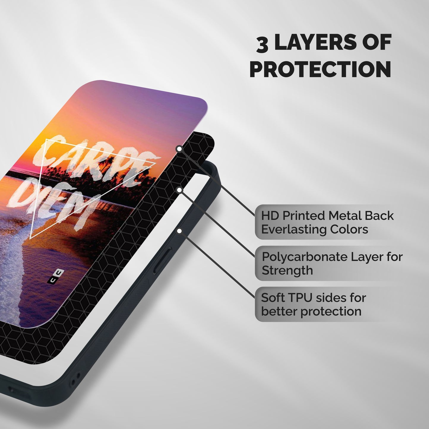 Oceanic Diem Shockproof Hybrid Protection (Metal + TPU) Back Case Cover