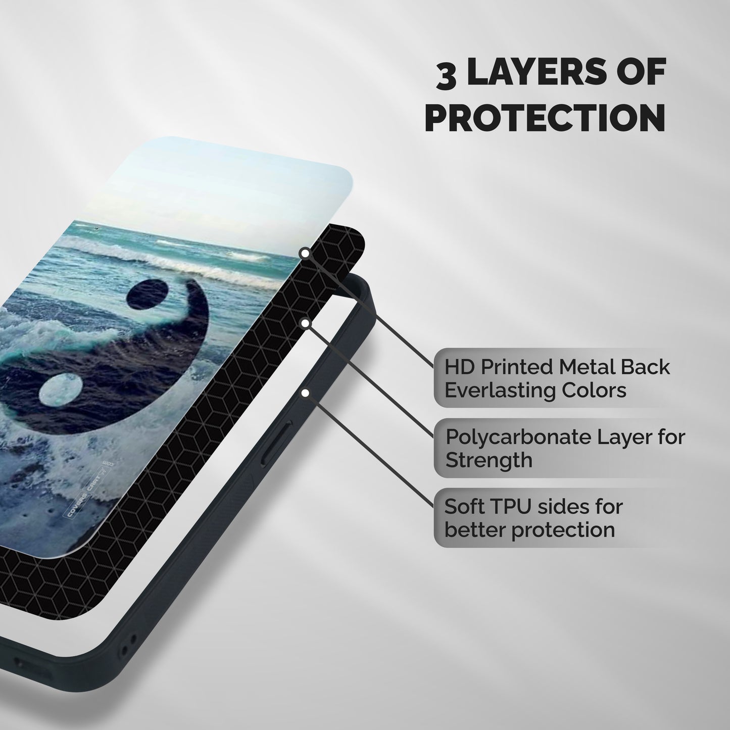 Oceanic Peace Design Shockproof Hybrid Protection (Metal + TPU) Back Case Cover