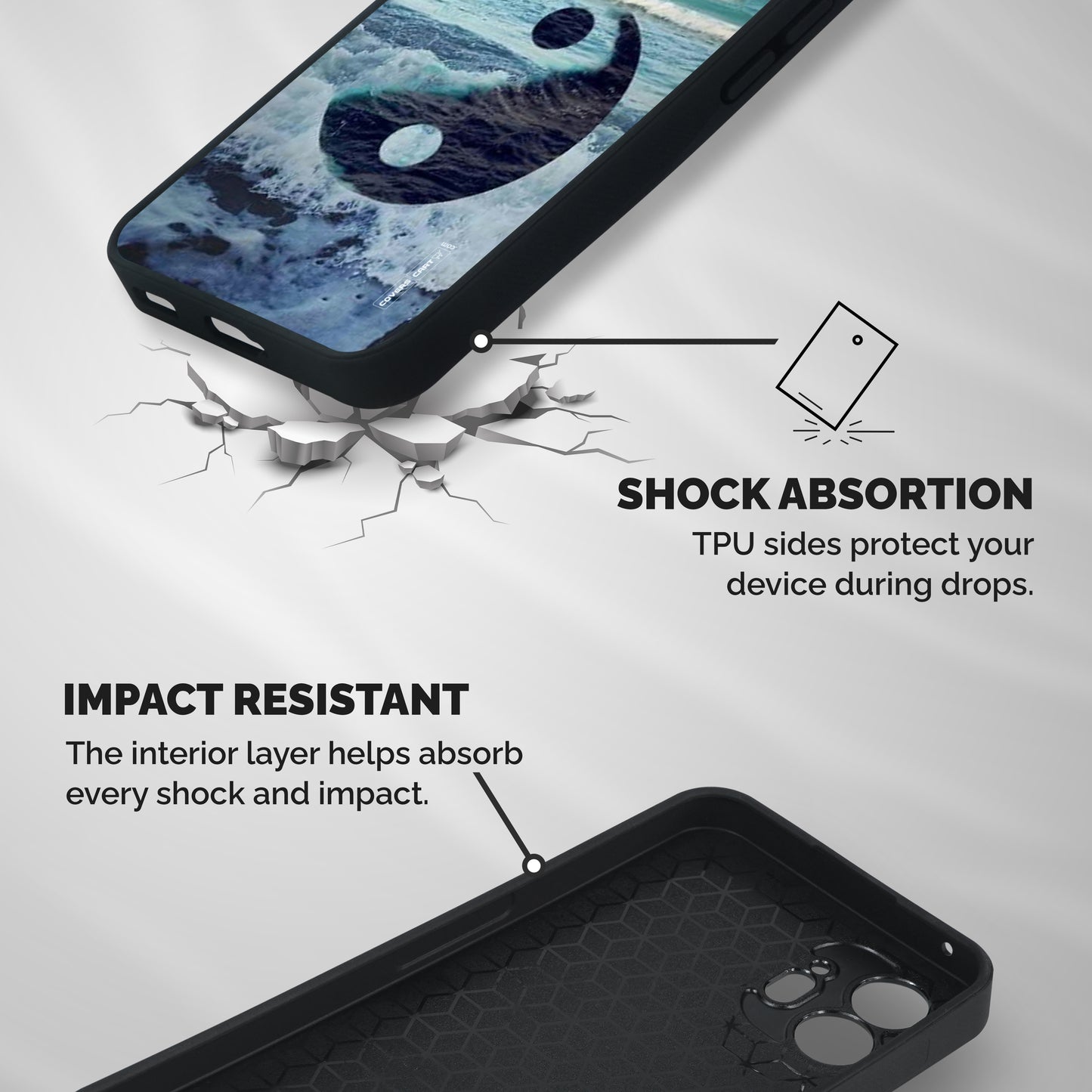 Oceanic Peace Design Shockproof Hybrid Protection (Metal + TPU) Back Case Cover