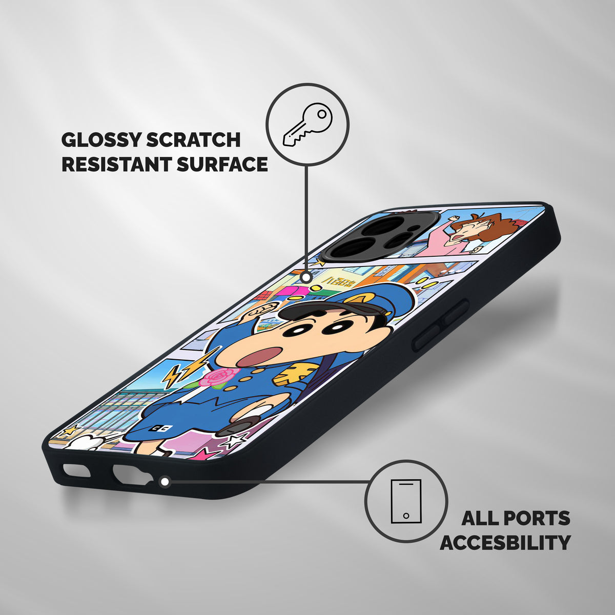 Officer Shinchan Shockproof Hybrid Protection (Metal + TPU) Back Case Cover