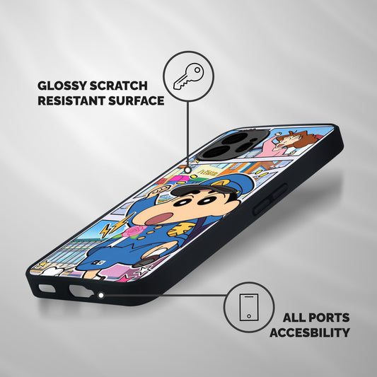 Officer Shinchan Shockproof Hybrid Protection (Metal + TPU) Back Case Cover