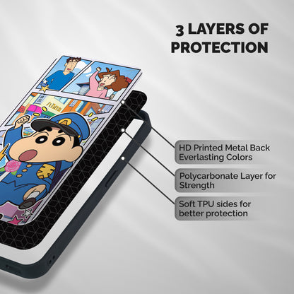 Officer Shinchan Shockproof Hybrid Protection (Metal + TPU) Back Case Cover