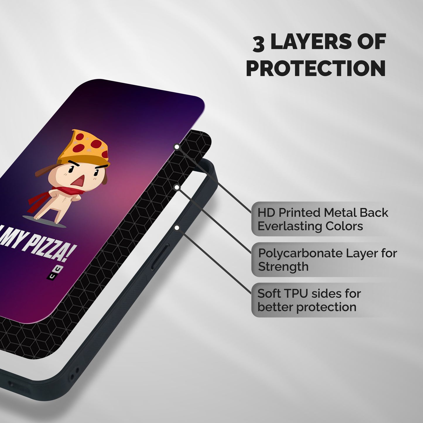 Oh My Pizza Shockproof Hybrid Protection (Metal + TPU) Back Case Cover