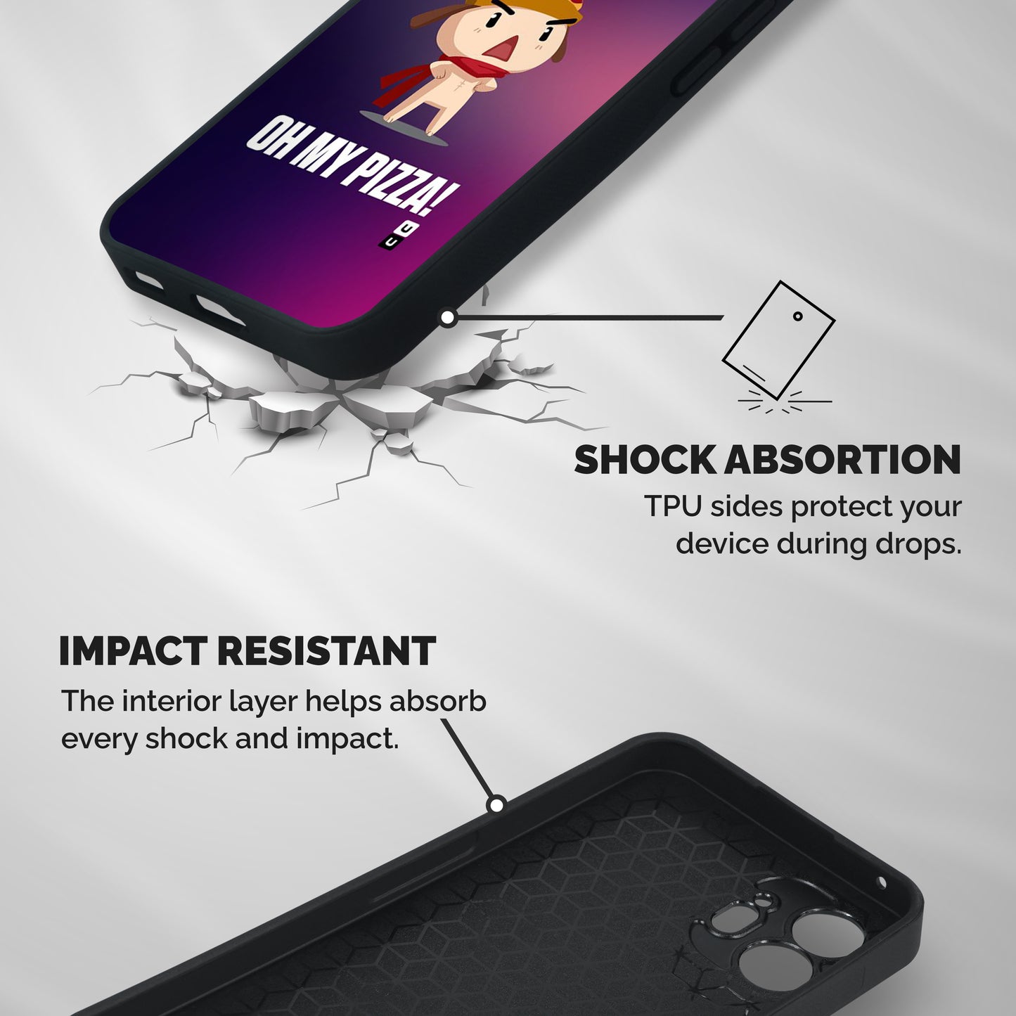Oh My Pizza Shockproof Hybrid Protection (Metal + TPU) Back Case Cover