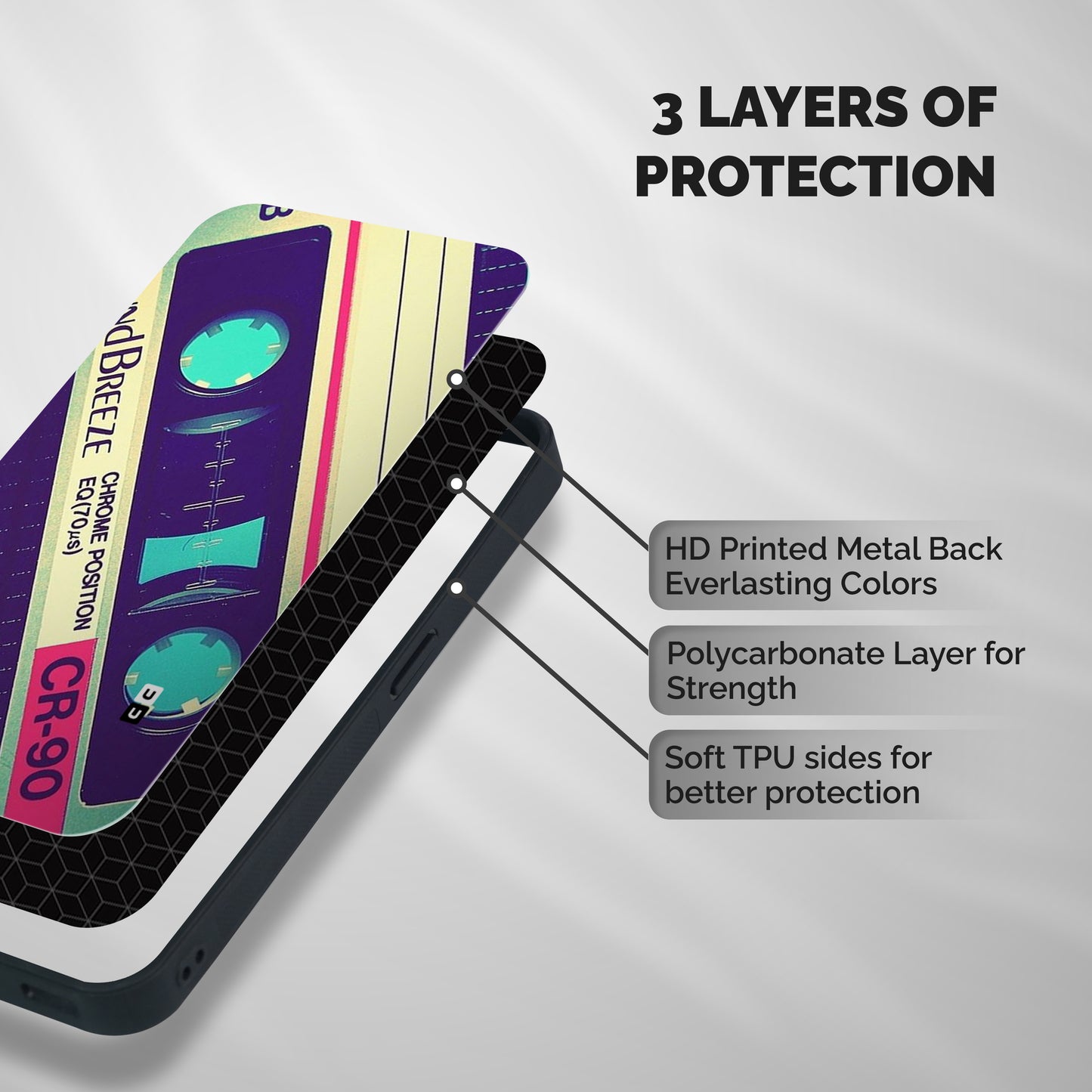 Old Casette Shade Shockproof Hybrid Protection (Metal + TPU) Back Case Cover