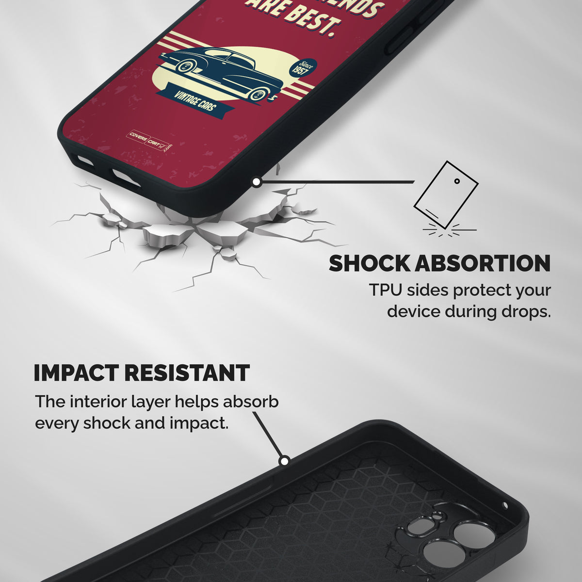 Old Friends Vintage Car Shockproof Hybrid Protection (Metal + TPU) Back Case Cover