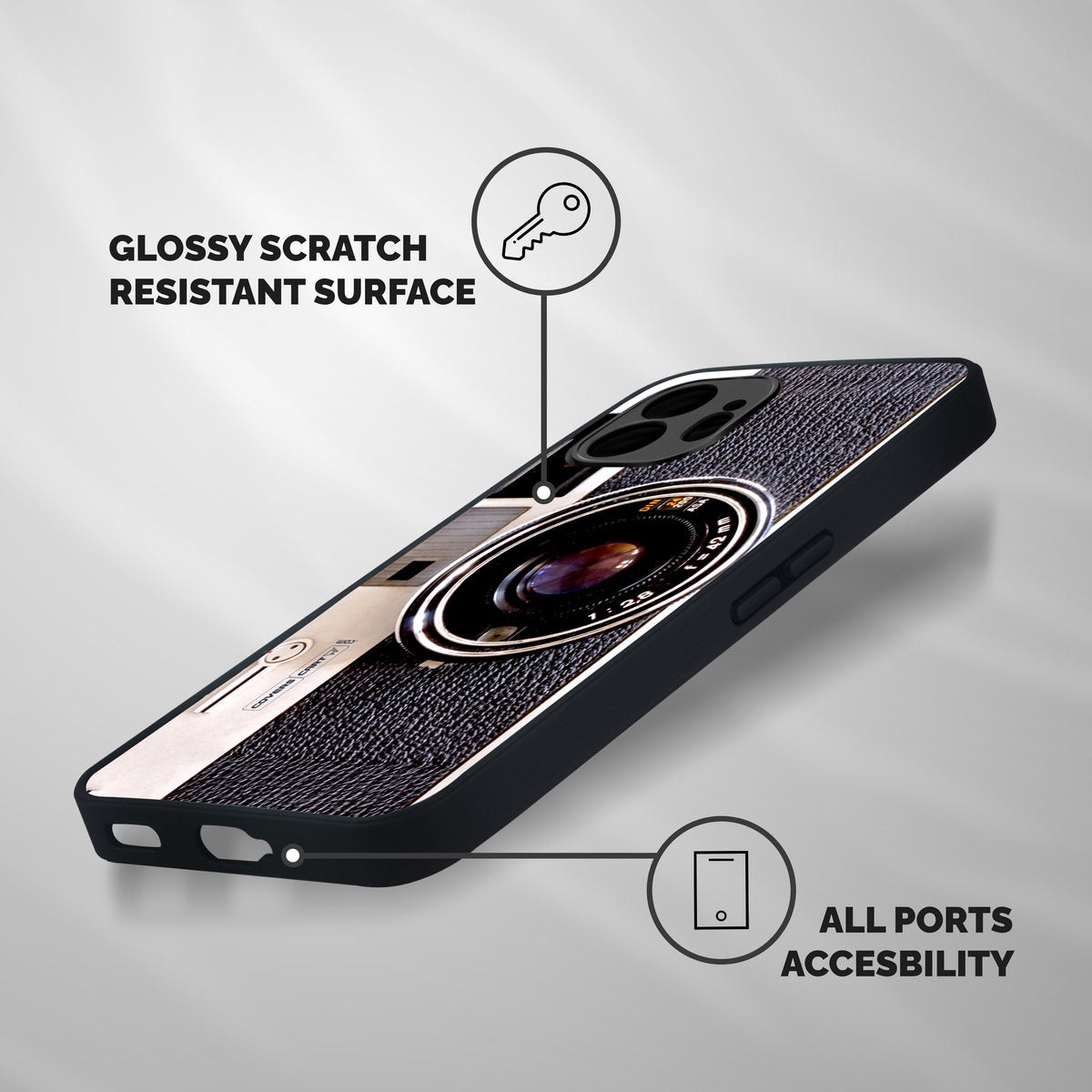 Old School Camera Shockproof Hybrid Protection (Metal + TPU) Back Case Cover
