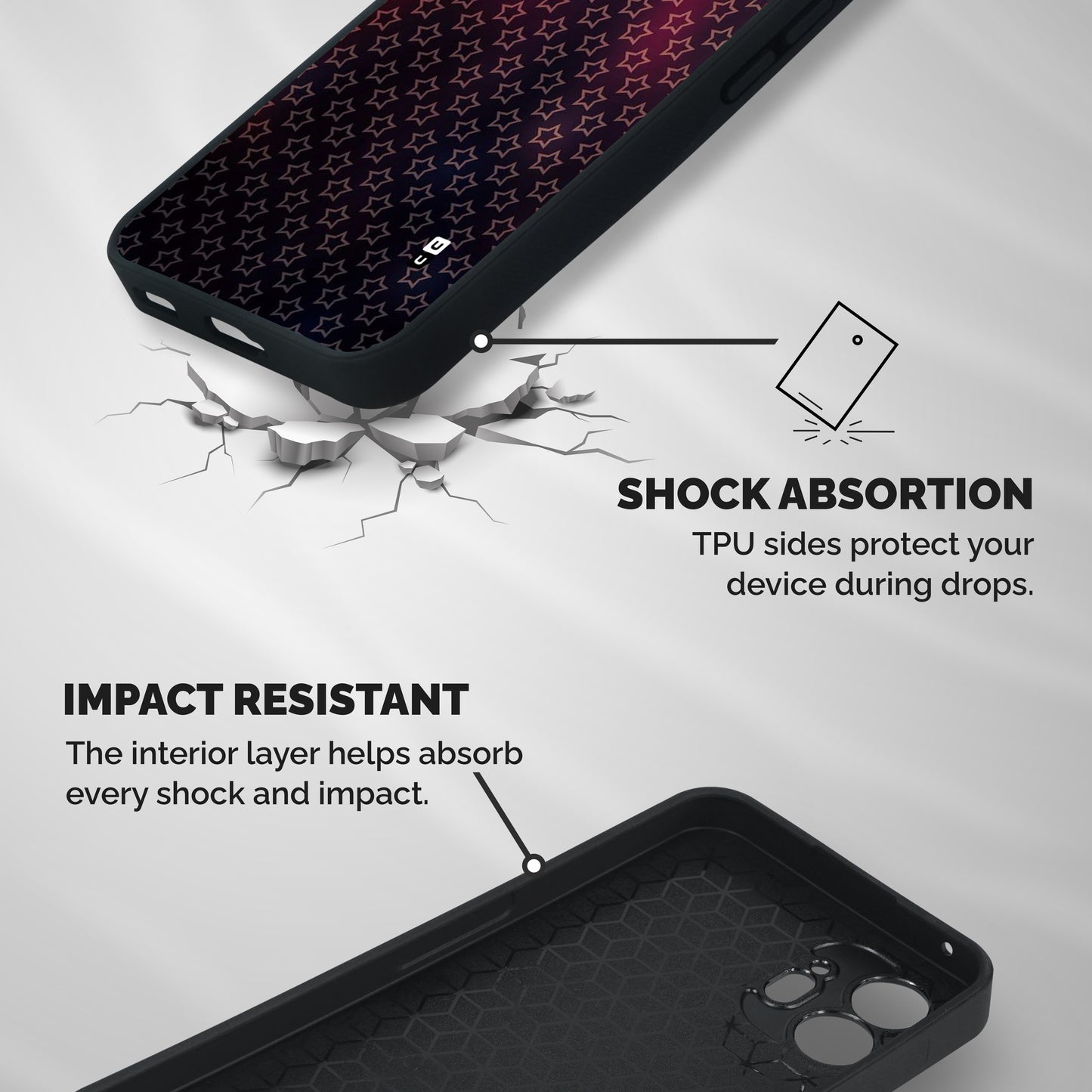 Ombre Stars Shockproof Hybrid Protection (Metal + TPU) Back Case Cover