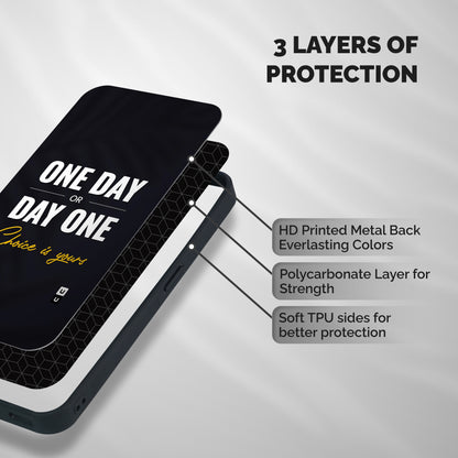 One Day or Day One Shockproof Hybrid Protection (Metal + TPU) Back Case Cover
