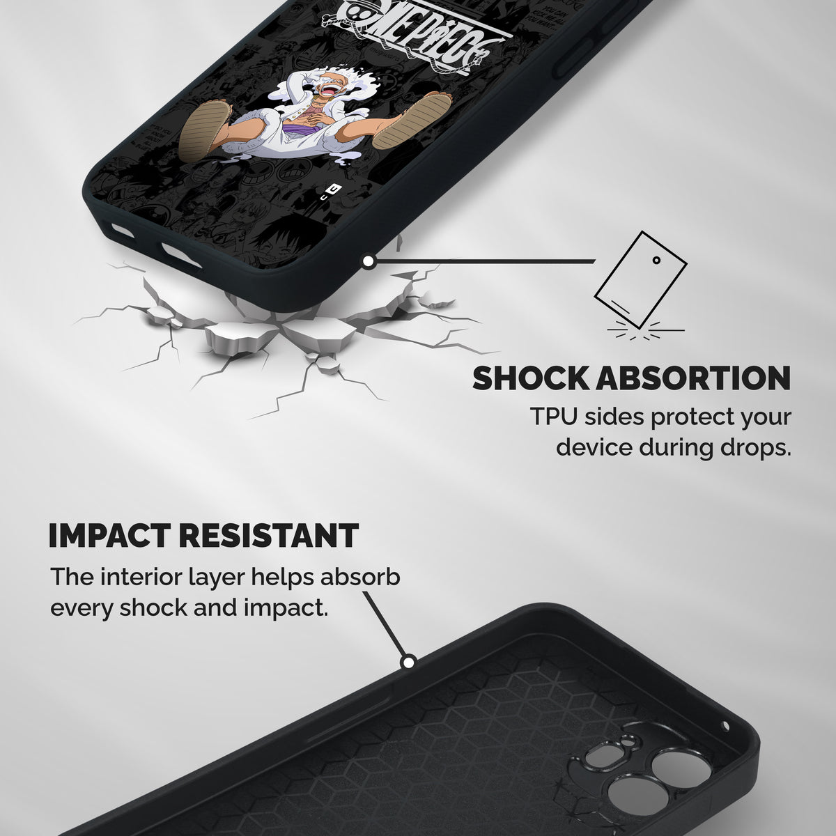 One Piece Manga Laughing Shockproof Hybrid Protection (Metal + TPU) Back Case Cover