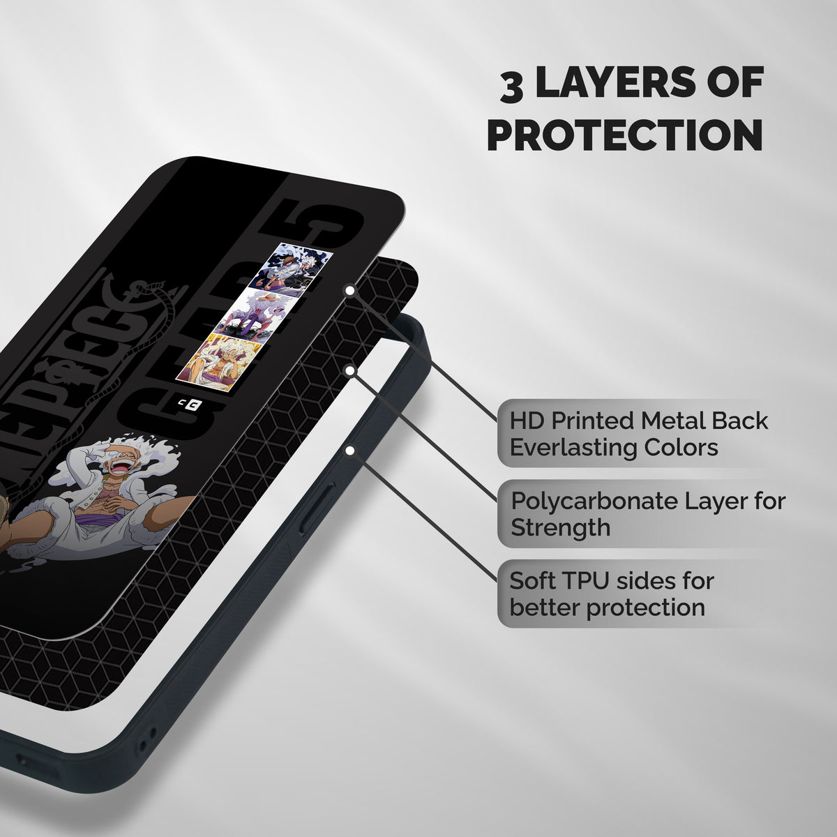 One Piece Monkey D LUffy Gear 5 Shockproof Hybrid Protection (Metal + TPU) Back Case Cover
