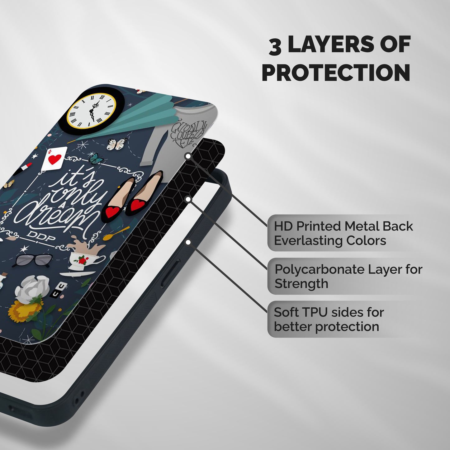 Only A Dream Shockproof Hybrid Protection (Metal + TPU) Back Case Cover