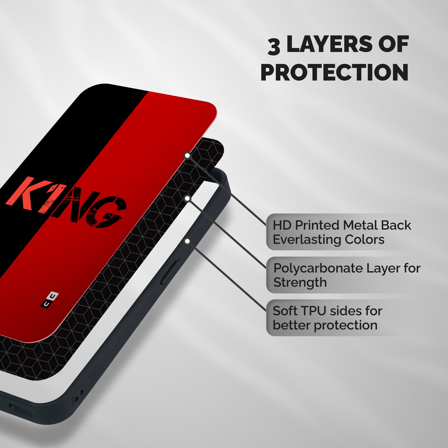Only King Shockproof Hybrid Protection (Metal + TPU) Back Case Cover