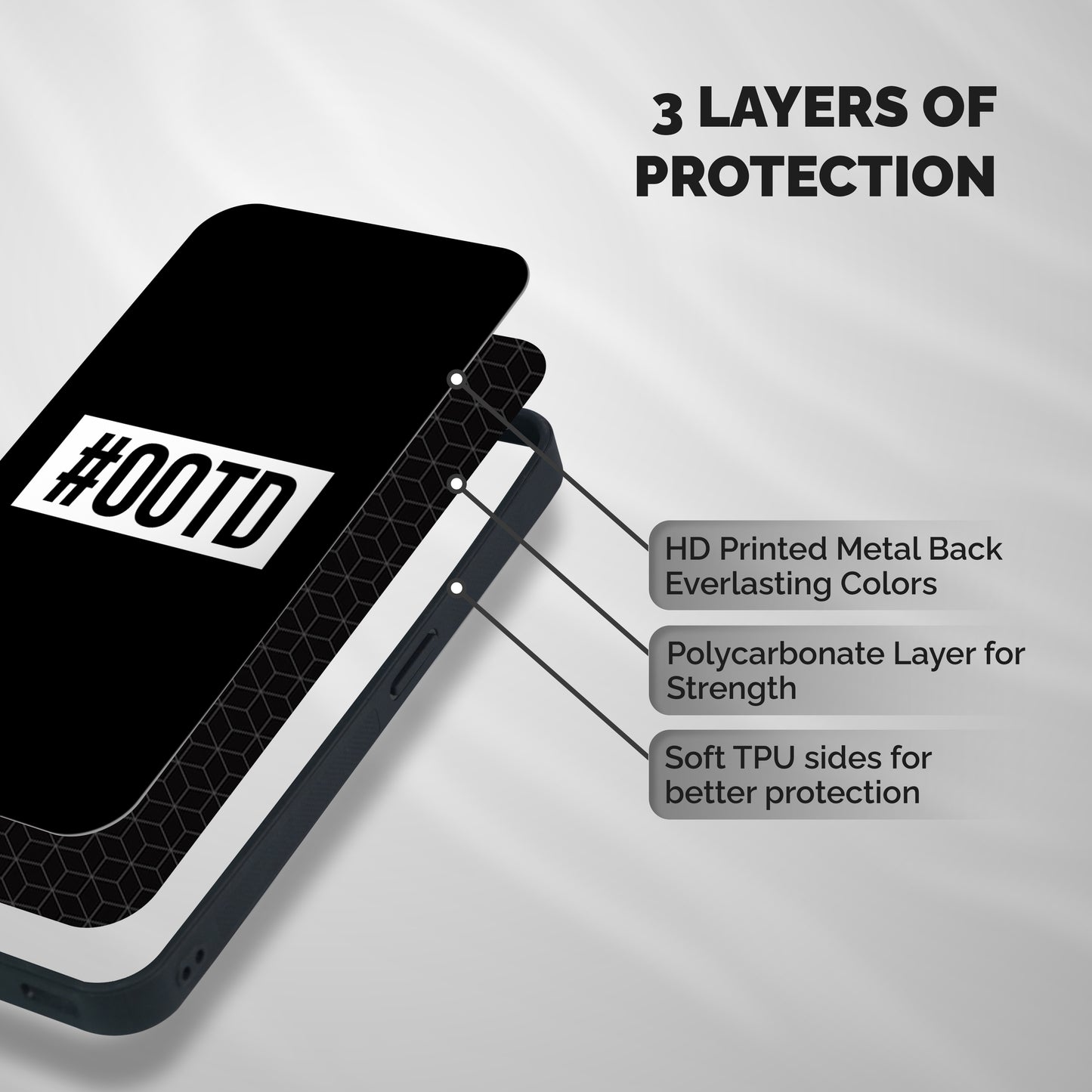 OOTD Shockproof Hybrid Protection (Metal + TPU) Back Case Cover