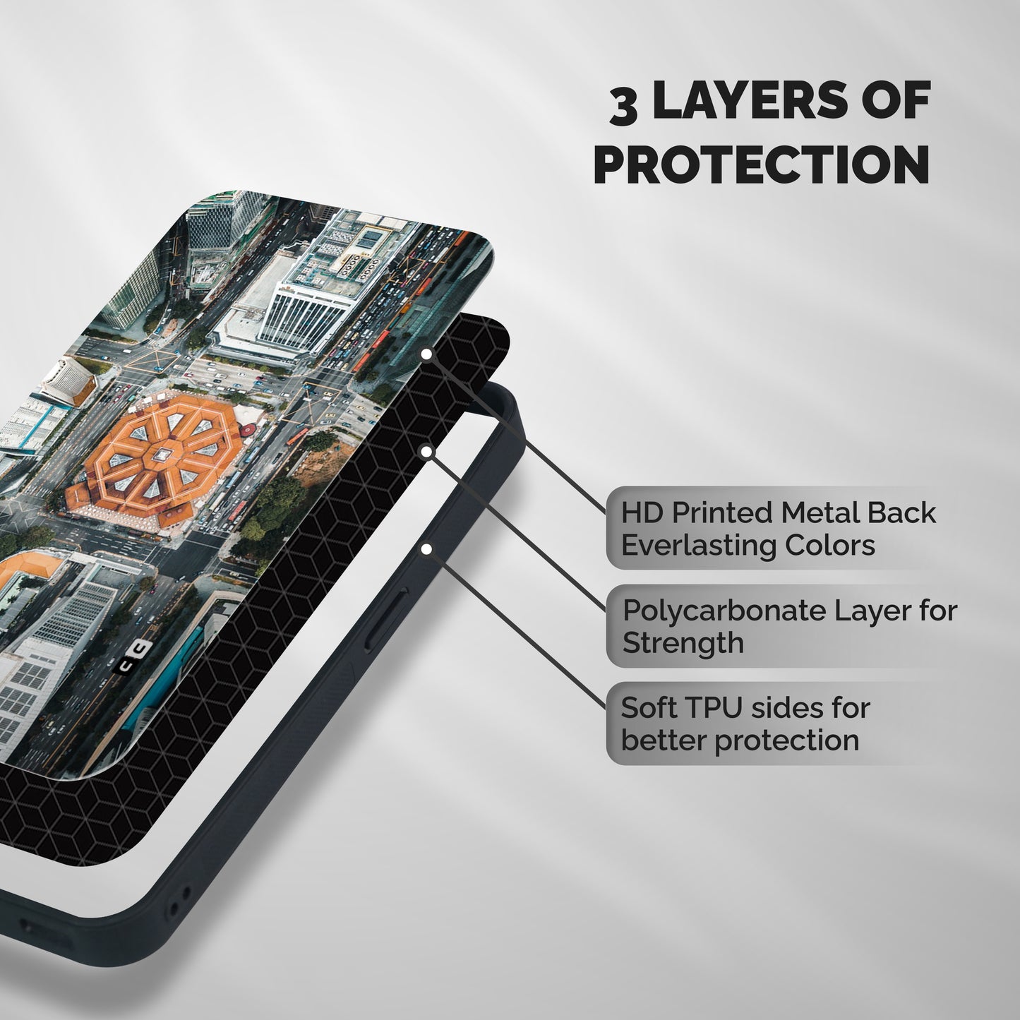 Orange Dome Shockproof Hybrid Protection (Metal + TPU) Back Case Cover