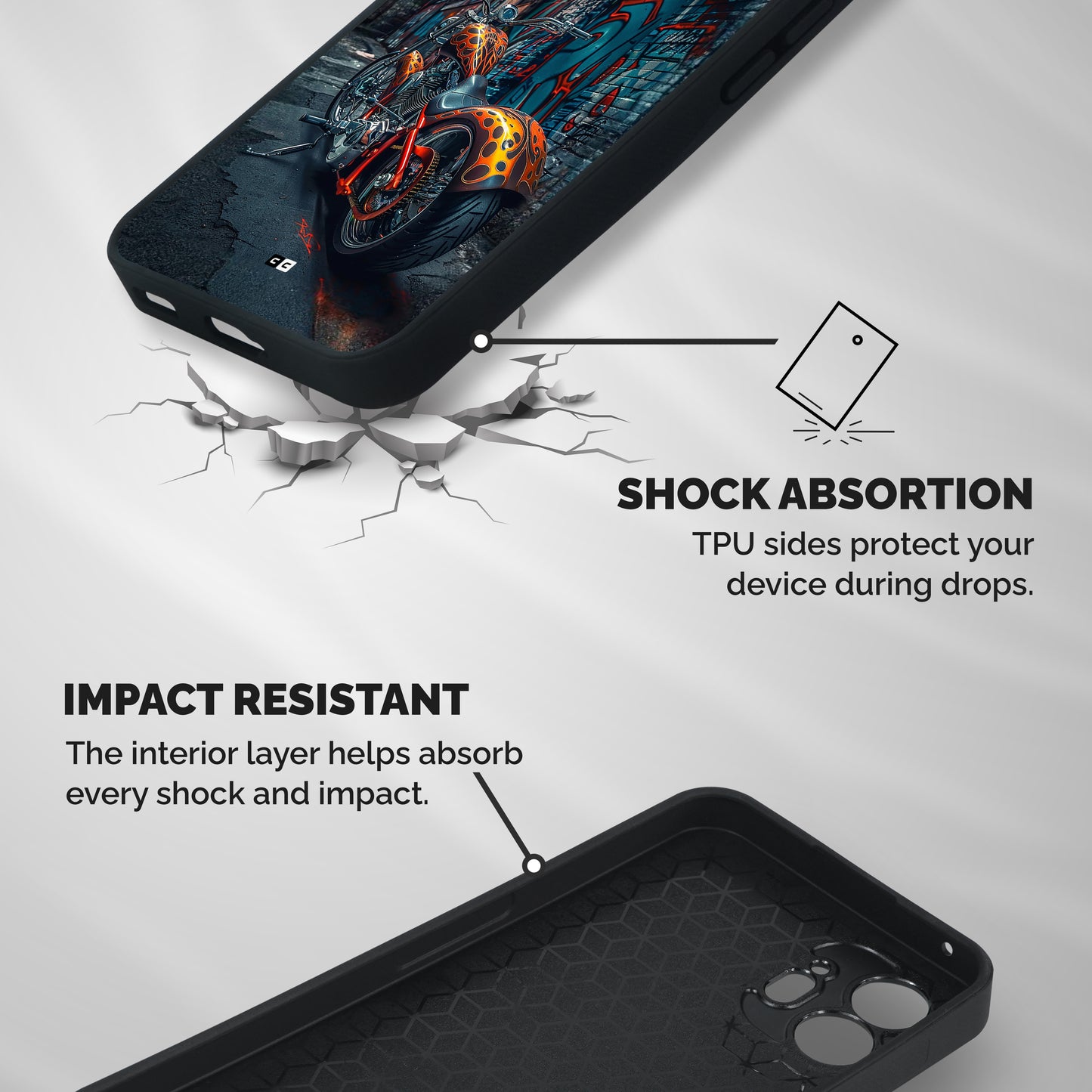 Orange Fatbike Shockproof Hybrid Protection (Metal + TPU) Back Case Cover