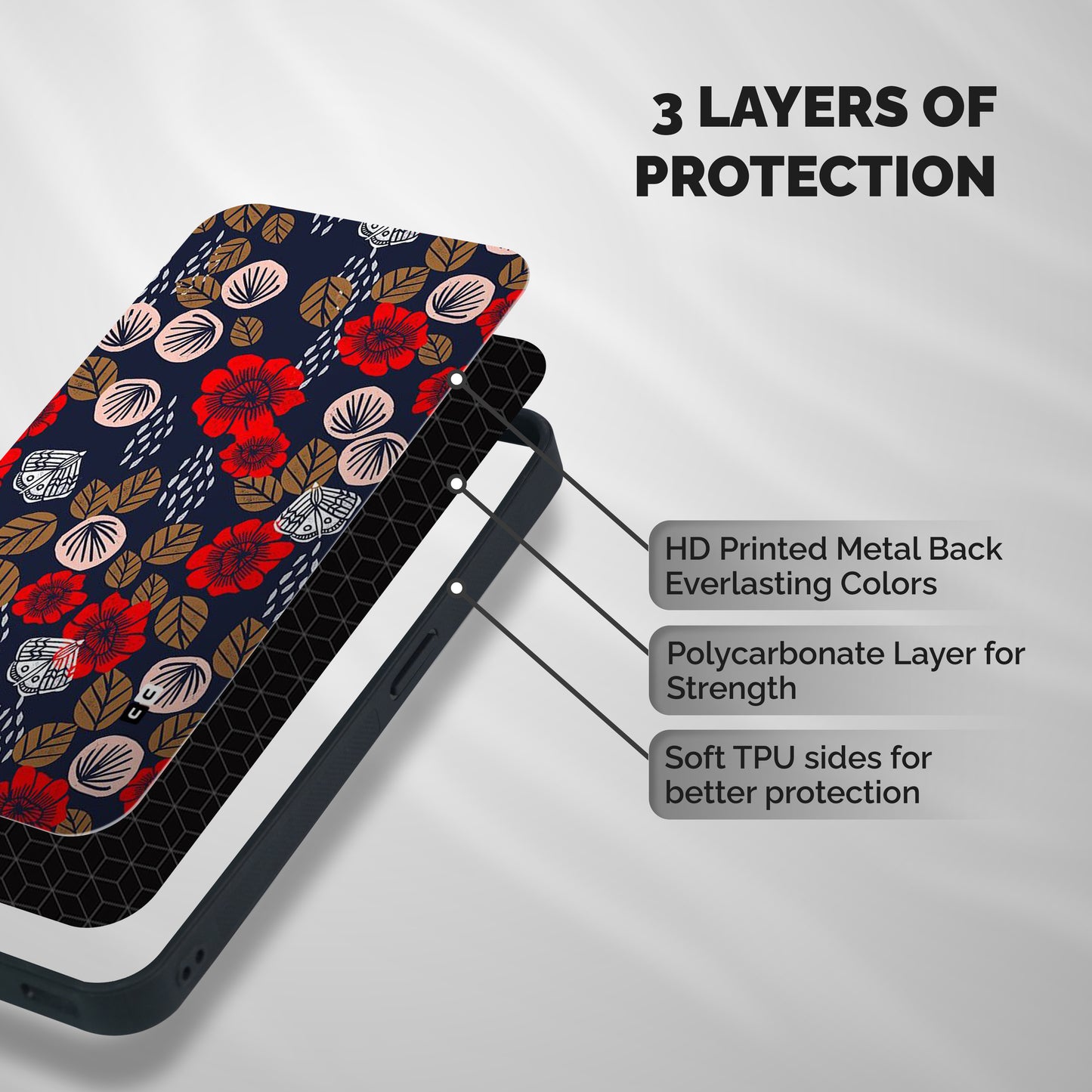 Orange Flora Shockproof Hybrid Protection (Metal + TPU) Back Case Cover