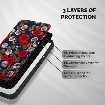 Orange Flora Shockproof Hybrid Protection (Metal + TPU) Back Case Cover