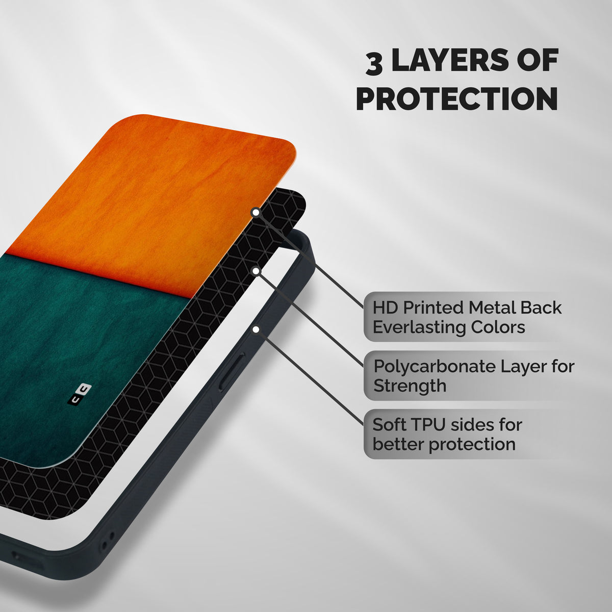 Orange Green Shade Shockproof Hybrid Protection (Metal + TPU) Back Case Cover