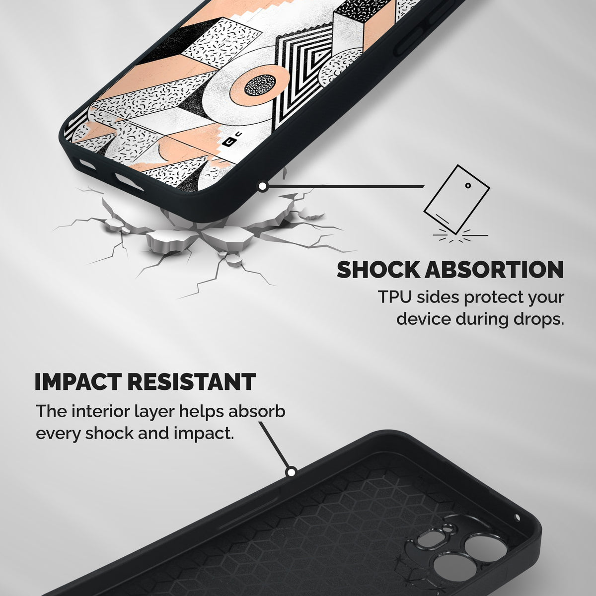 Orange Zig Zag Shockproof Hybrid Protection (Metal + TPU) Back Case Cover