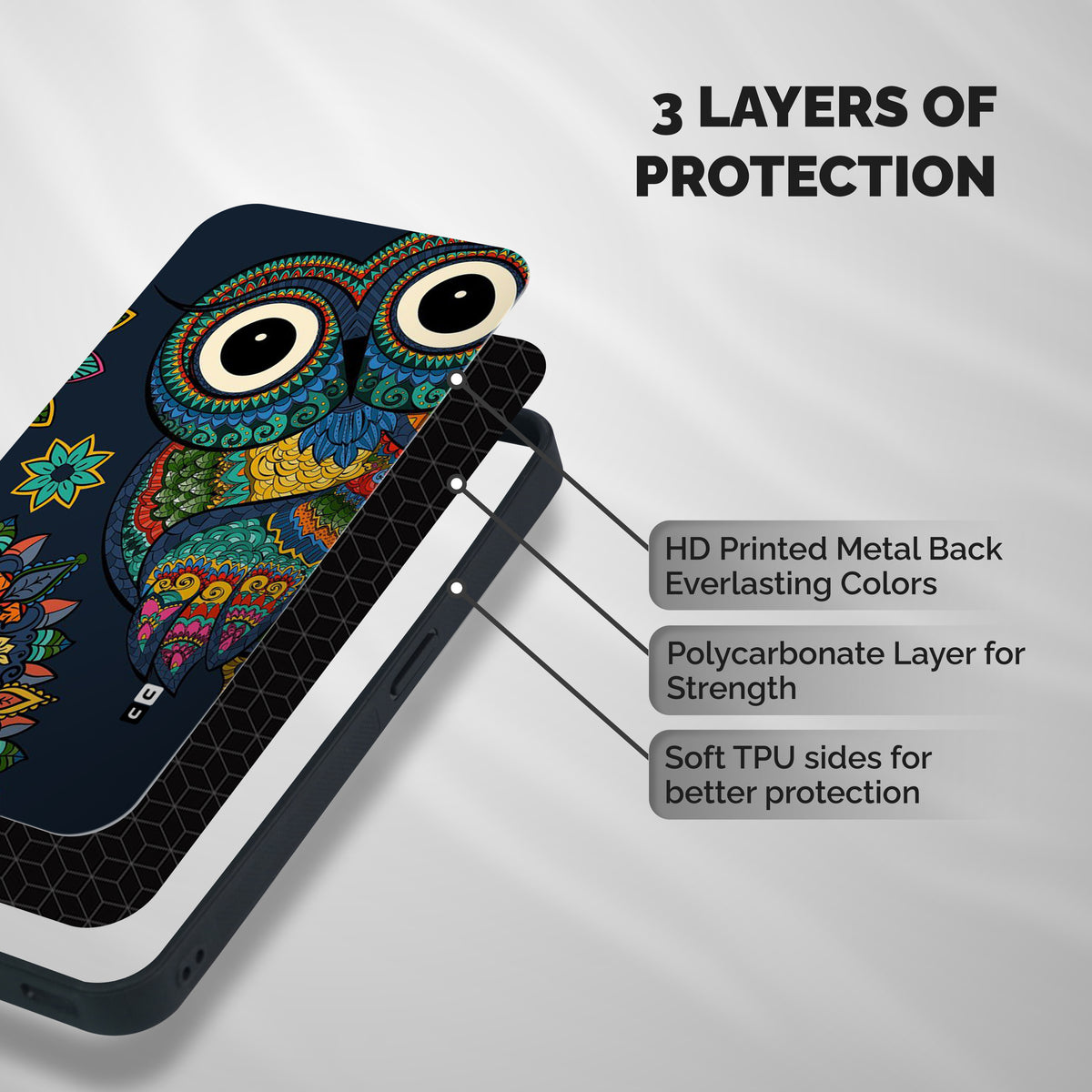 Owl Eyes Shockproof Hybrid Protection (Metal + TPU) Back Case Cover