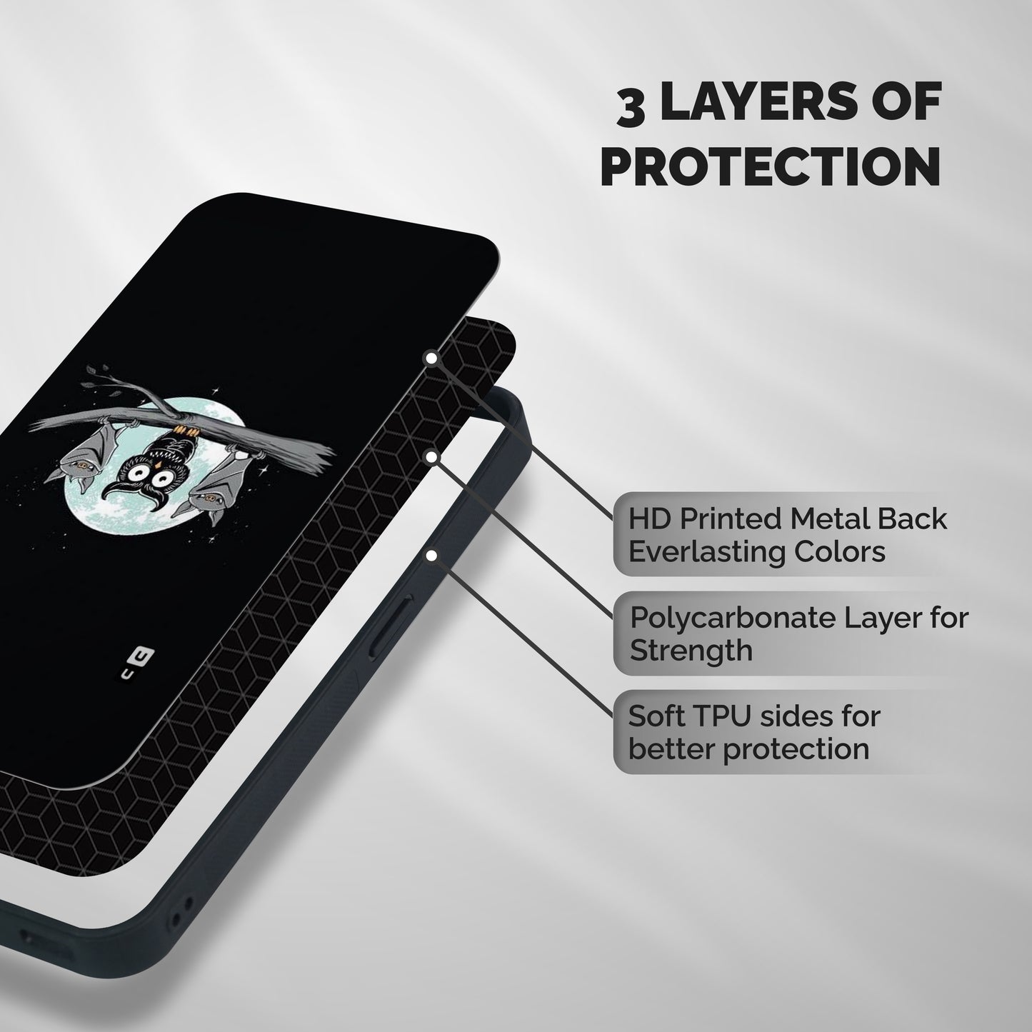 Owl Hanging Shockproof Hybrid Protection (Metal + TPU) Back Case Cover
