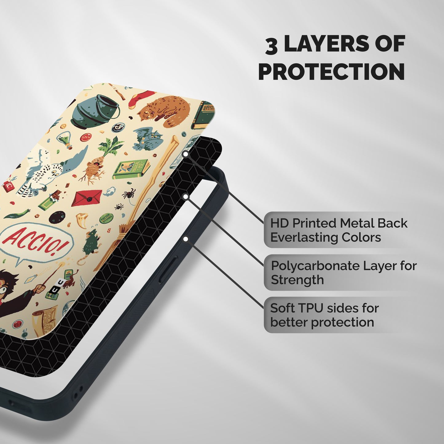 Owl Letter Shockproof Hybrid Protection (Metal + TPU) Back Case Cover