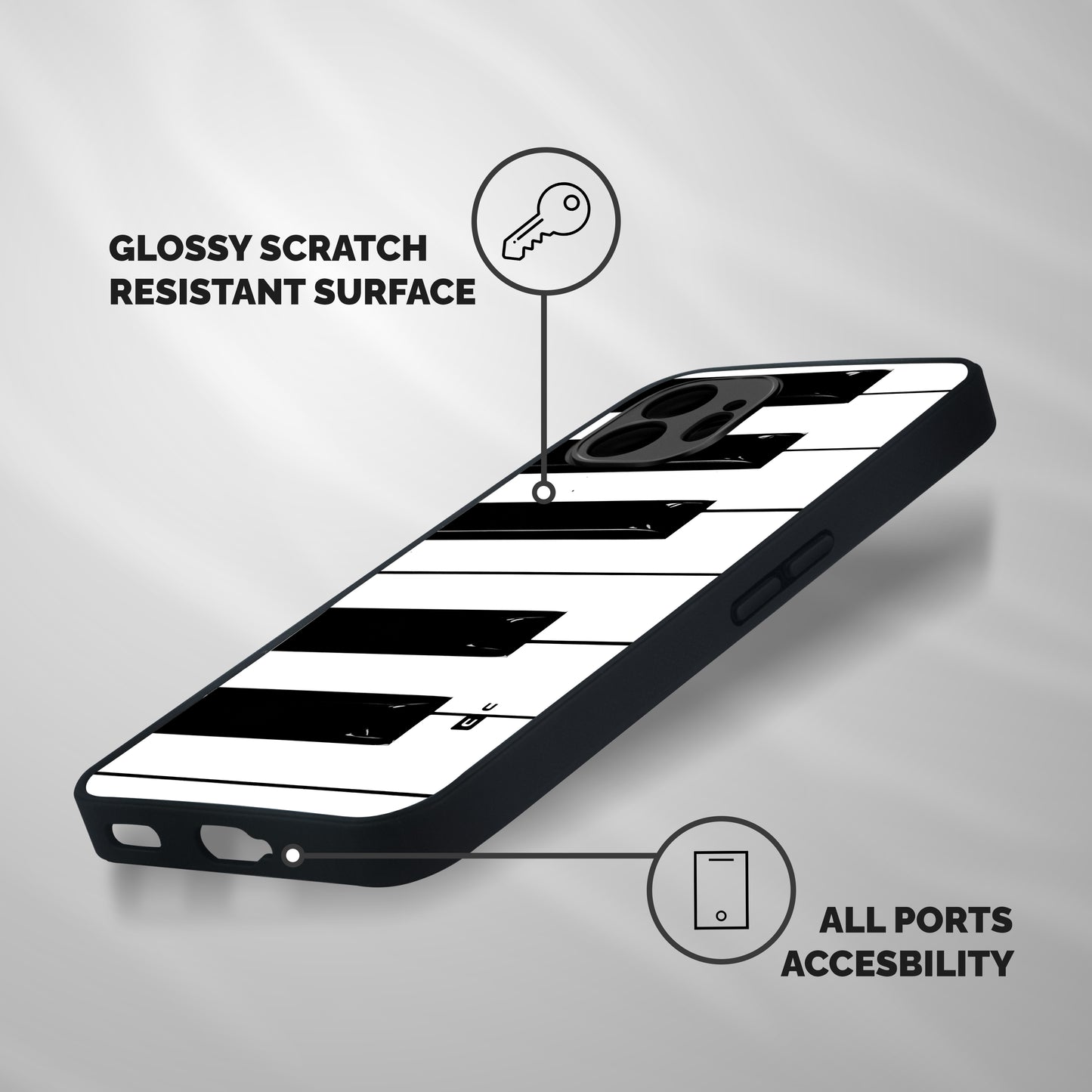 Paino Keys Printed Classy Shockproof Hybrid Protection (Metal + TPU) Back Case Cover