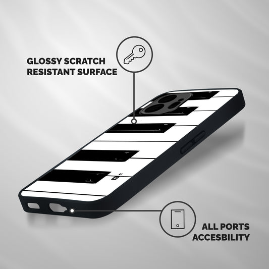 Paino Keys Printed Classy Shockproof Hybrid Protection (Metal + TPU) Back Case Cover