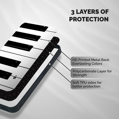 Paino Keys Printed Classy Shockproof Hybrid Protection (Metal + TPU) Back Case Cover