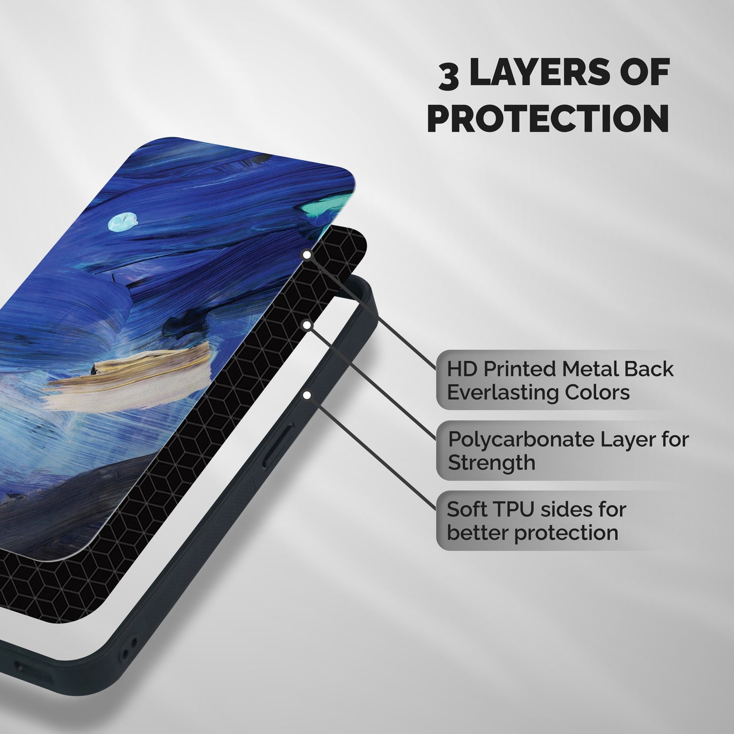Paint Brush Strokes Shockproof Hybrid Protection (Metal + TPU) Back Case Cover