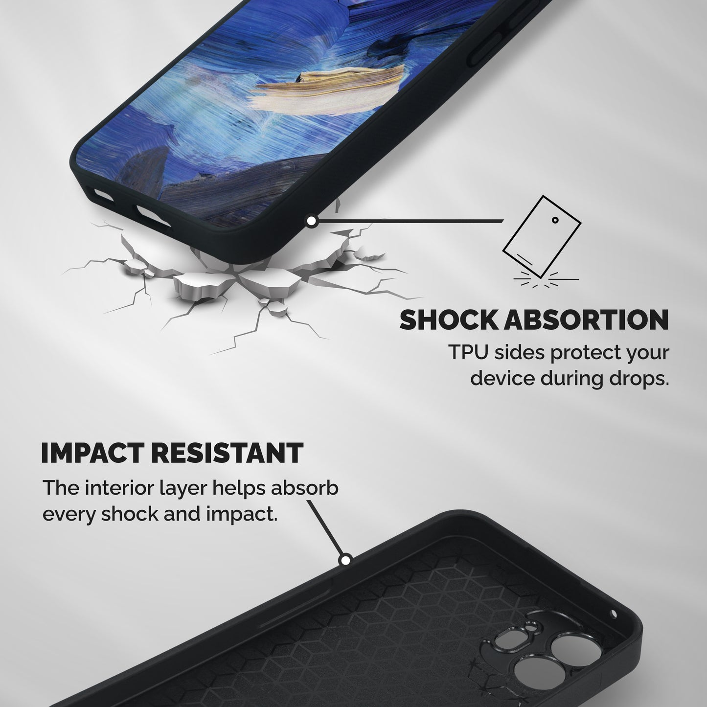 Paint Brush Strokes Shockproof Hybrid Protection (Metal + TPU) Back Case Cover